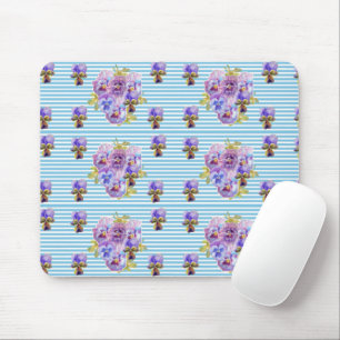 Schabiges blaues Stiefmütterchen Blumenstreifen-Ma Mousepad