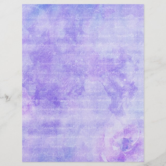 Schabiges lila Blumen-Schrapbook-Papier (Vorderseite)