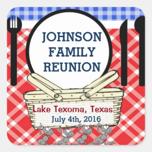 Schablone Sqr Stickr - R, w-Blau Quadratischer Aufkleber