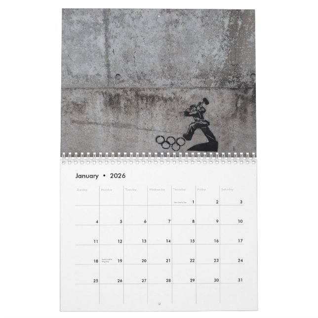 Schablonen-Kunst London Kalender (Jan 2026)