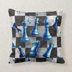 Schach Abstrakte Kunst - Blue Marble Kissen