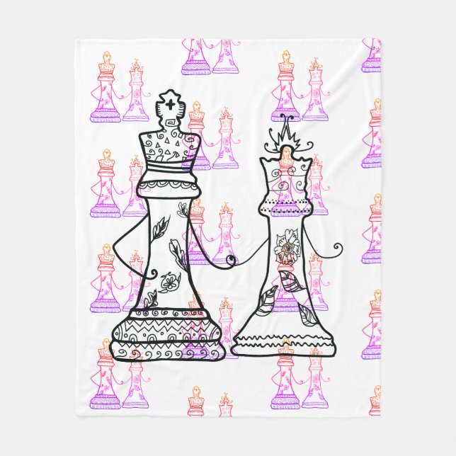 Schach Art Queen King Holding Hand Fleece Blanket (Vorderseite)
