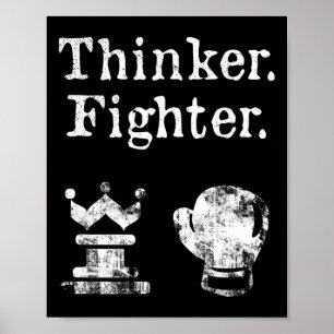 Schach-Boxer-Denker kämpfen Boxschach Lover Gif Poster