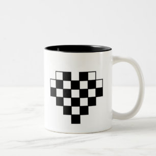 Schach-Brett-Herz-Tasse Zweifarbige Tasse