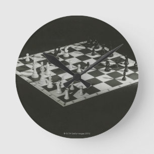 Schach-Brett Runde Wanduhr