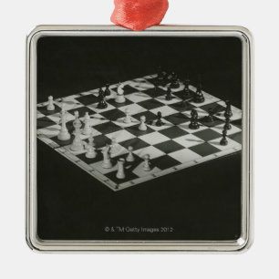 Schach-Brett Silbernes Ornament