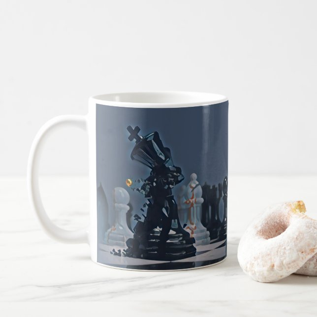 Schach - Cooles blaues Foto Kaffeetasse (Mit Donut)