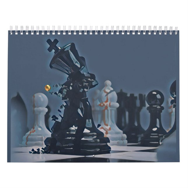 Schach - Cooles blaues Foto Kalender (Titelbild)
