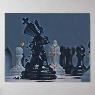Schach - Cooles blaues Foto Poster