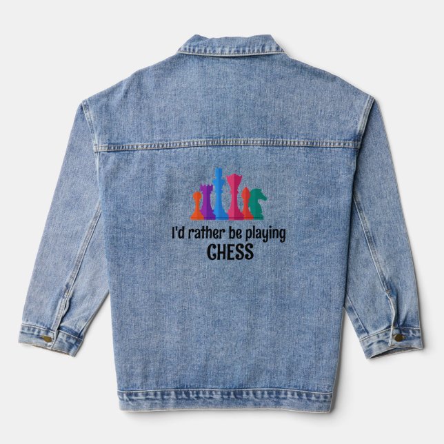 Schach Design Denim Jacket Jeansjacke (Rückseite)