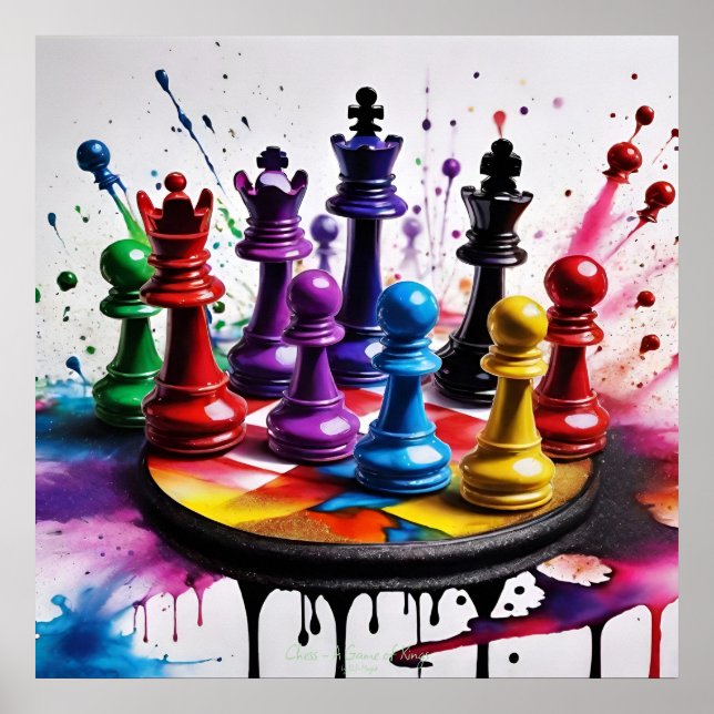 Schach ein Spiel der Könige AI Fantasy Digital Art Poster (Vorne)