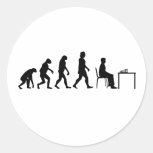 Schach - Evolution des Schachspielers Runder Aufkleber