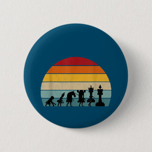 Schach Evolution Retro Vintages Geschenk für Schac Button