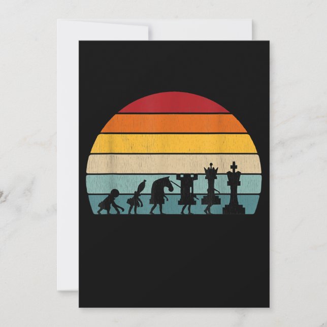 Schach Evolution Retro Vintages Geschenk für Schac Einladung (Vorderseite)