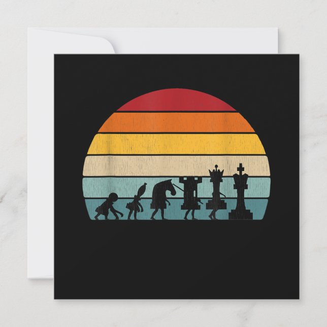 Schach Evolution Retro Vintages Geschenk für Schac Einladung (Vorderseite)