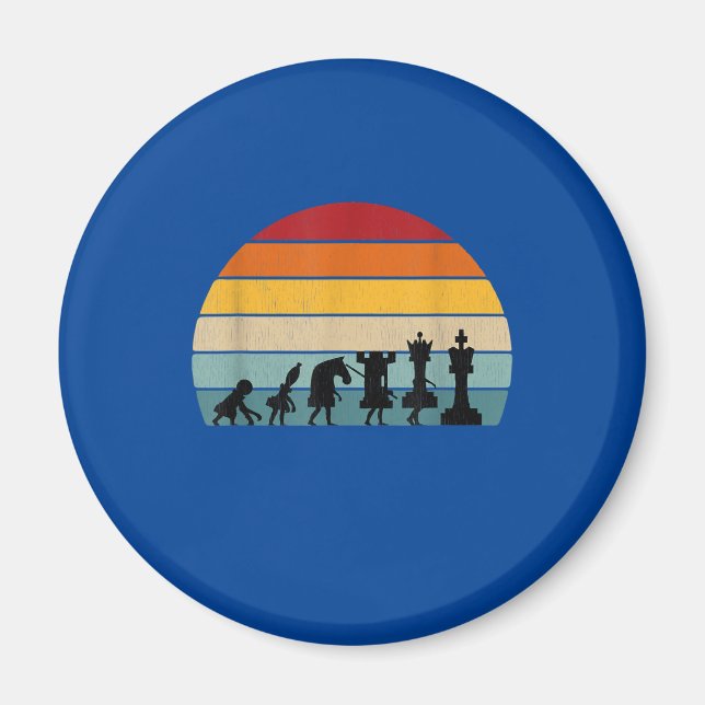 Schach Evolution Retro Vintages Geschenk für Schac Magnet (Vorne)