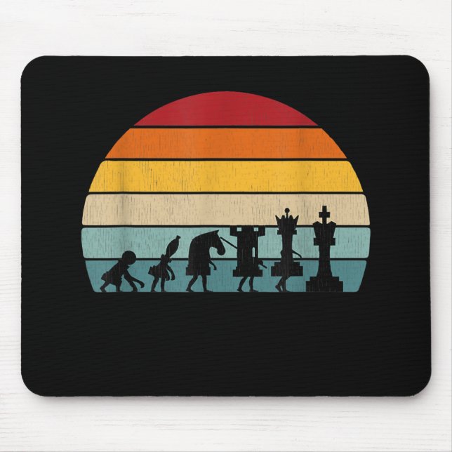 Schach Evolution Retro Vintages Geschenk für Schac Mousepad (Vorne)