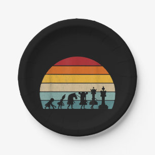 Schach Evolution Retro Vintages Geschenk für Schac Pappteller