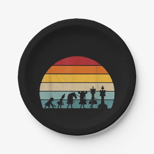 Schach Evolution Retro Vintages Geschenk für Schac Pappteller (Vorderseite)