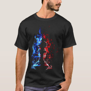 Schach Flammen Schach Piece Rook Schach Rücken T-Shirt