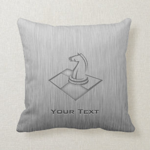 Schach; Gebürsteter Metall-Blick Kissen