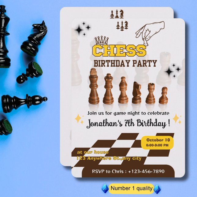 Schach-Geburtstagsparty Einladung für Schachspiele (Von Creator hochgeladen)