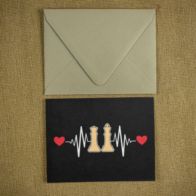 Schach Heartbeat Checkmate Vintag Postkarte (chess heartbeat black postcard)