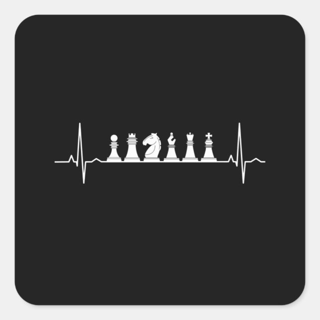 Schach-Heartbeat-Play-Schach Quadratischer Aufkleber (Vorderseite)