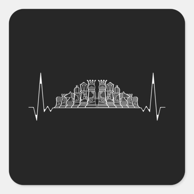 Schach Heartbeat Quadratischer Aufkleber (Vorderseite)