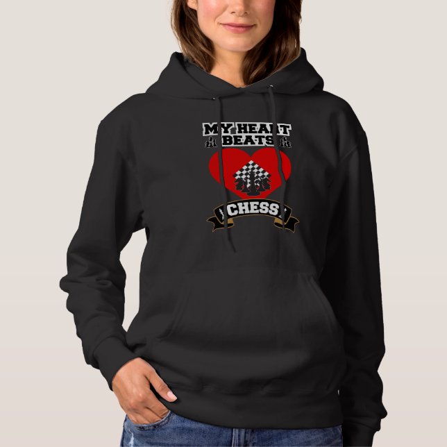Schach Herz Pieces Strategie Spiel Liebe Passion Hoodie (Vorderseite)