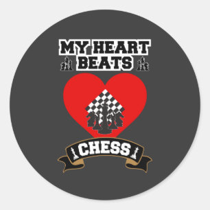 Schach Herz Pieces Strategie Spiel Liebe Passion Runder Aufkleber