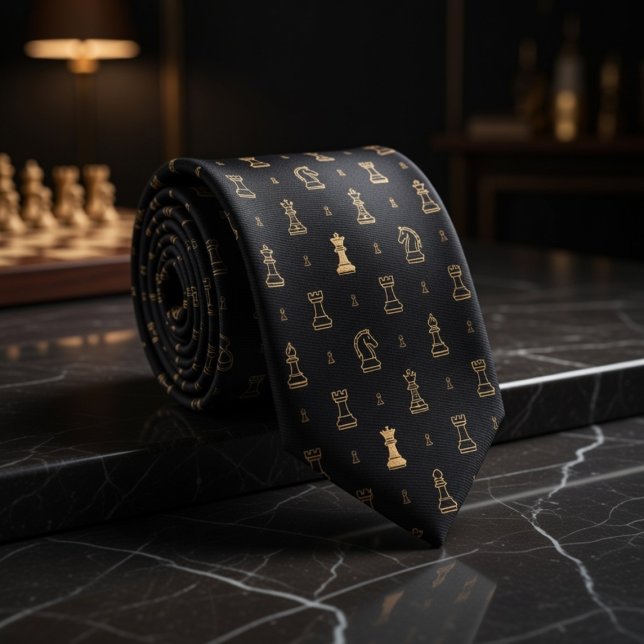 Schach im schwarzen Gold Krawatte (Von Creator hochgeladen)