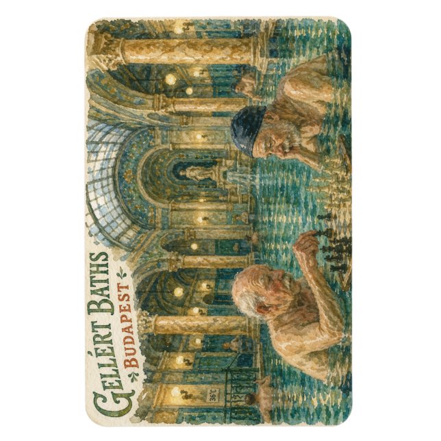 Schach in den Gellert-Bädern Budapest Ungarn Magnet (Vertikal)