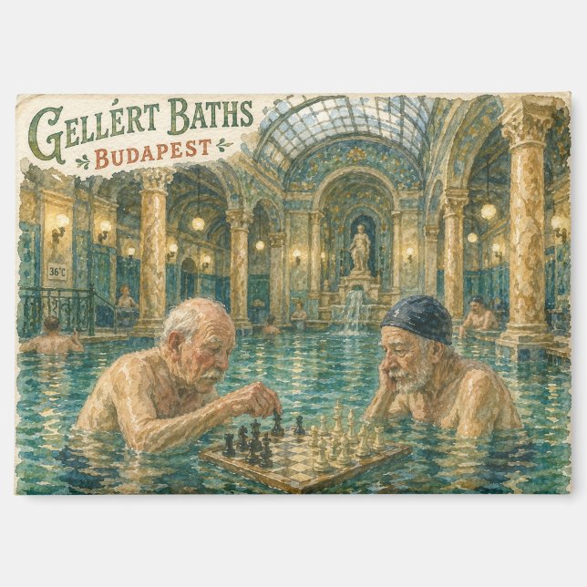 Schach in den Gellert-Bädern Budapest Ungarn Magnet (Vorderseite)