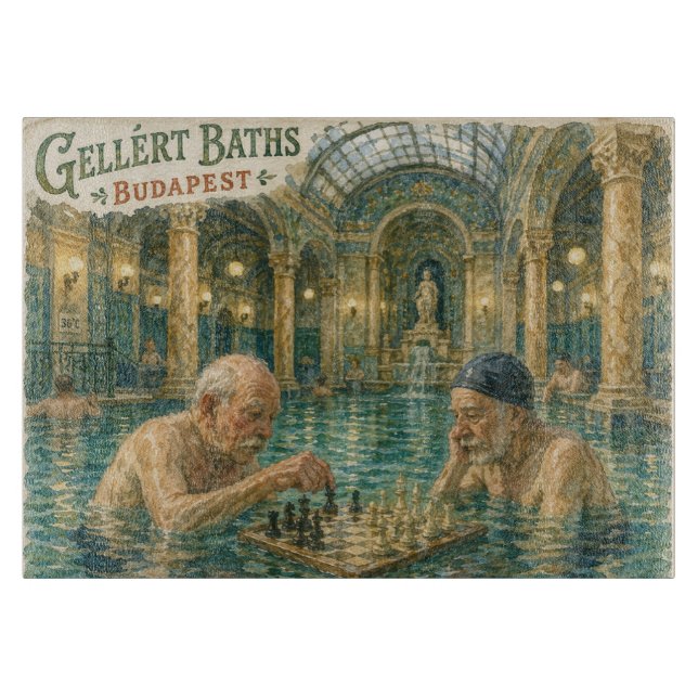 Schach in den Gellert-Bädern Budapest Ungarn Schneidebrett (Vorderseite)