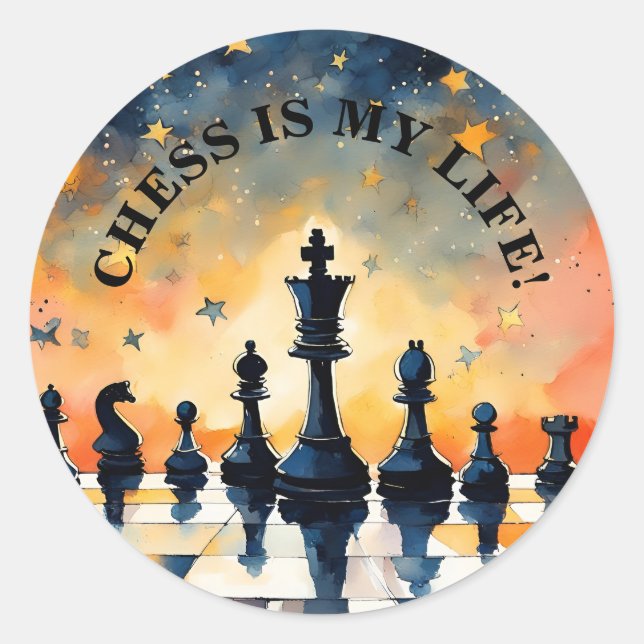 Schach ist mein Leben Runder Aufkleber (Vorderseite)