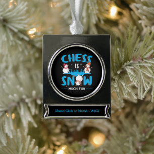Schach ist Schnee viel Spaß - Winterurlaub Schneem Banner-Ornament Silber