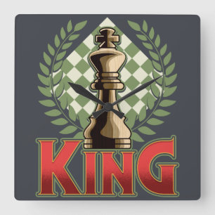 Schach King Quadratische Wanduhr