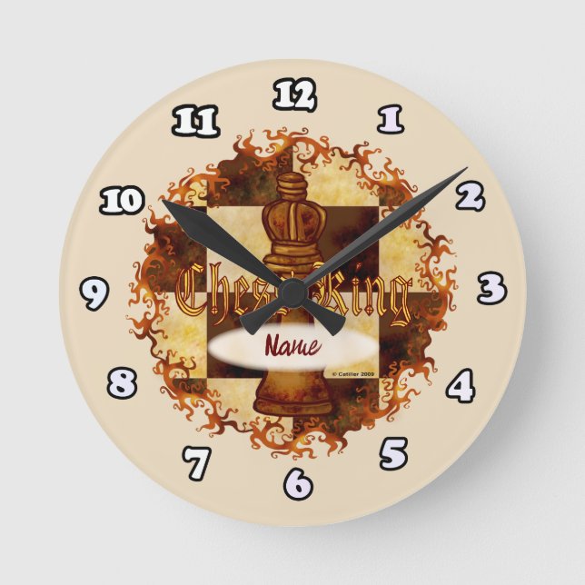 Schach-King-Uhr Runde Wanduhr (Vorderseite)