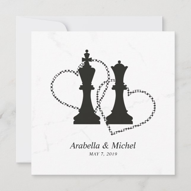Schach King und Queen Pieces Wedding Design (Vorderseite)