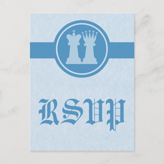 Schach King und Queen UAWG Postcard, Blau Einladungspostkarte (Vorderseite)