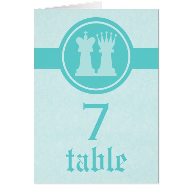 Schach King und Queen Wedding Table Card, Aqua (Vorne)