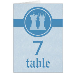 Schach King und Queen Wedding Table Card, blau