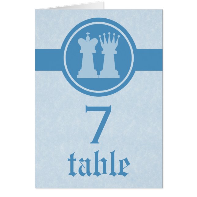 Schach King und Queen Wedding Table Card, blau (Vorne)