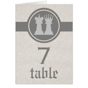 Schach King und Queen Wedding Table Card, Grau