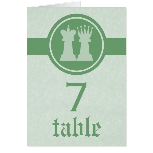 Schach King und Queen Wedding Table Card, Green (Vorne)