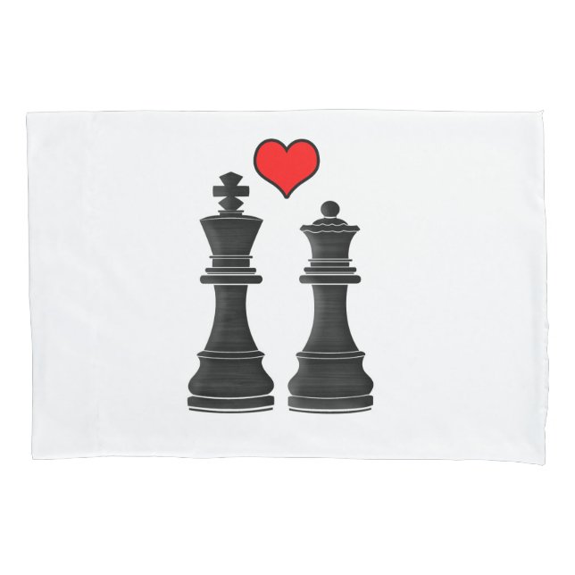 Schach-König und Königin-Liebe Kissenbezug (Vorderseite)