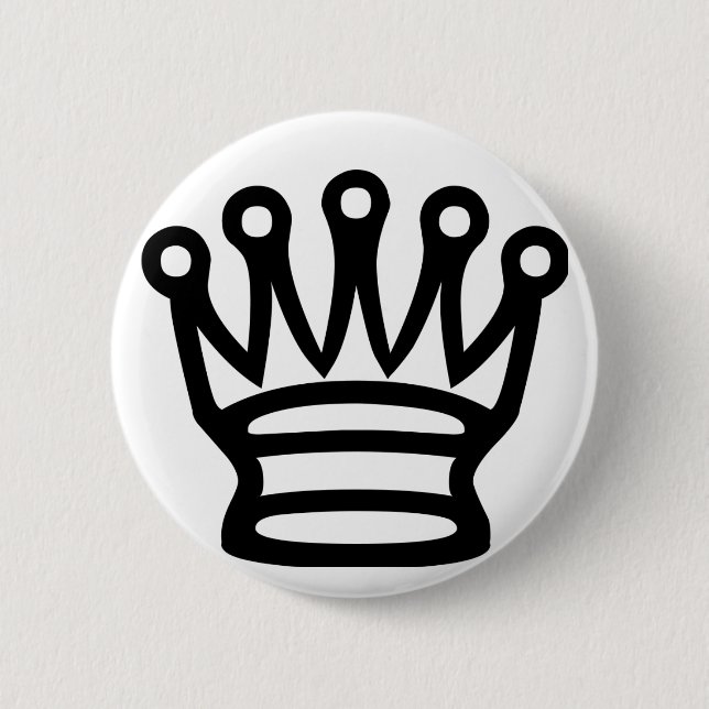 Schach Krone Symbol schwarze Figur Button (Vorderseite)