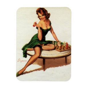 Schach Mädchen Pin Up Magnet