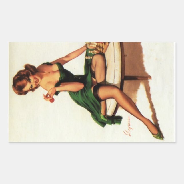 Schach Mädchen Pin Up Rechteckiger Aufkleber (Vorderseite)